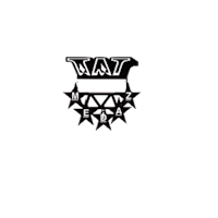 a black and white logo with stars on it